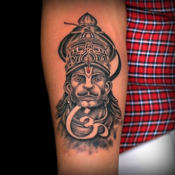 tattoo hình xăm hanuman ở khuỷu tay