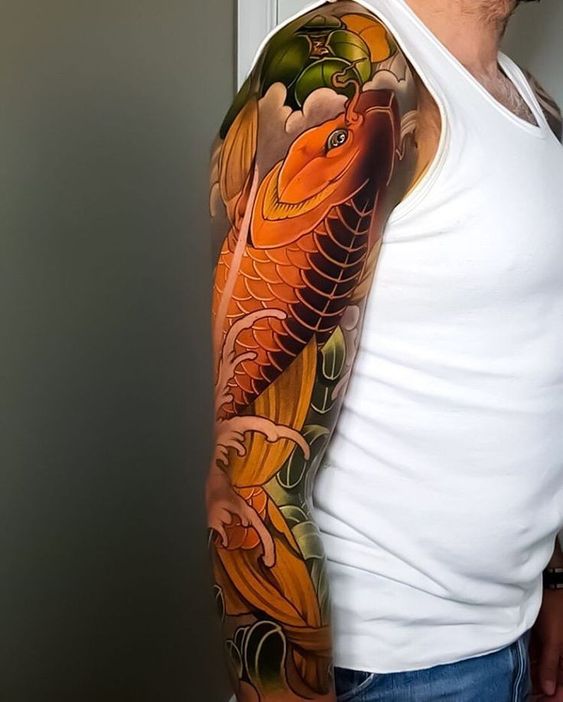 tattoo cá chép kín tay cực kì chất lượng