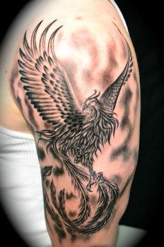 tattoo phượng hoàng lửa đơn sắc của chị khách tattoo phượng hoàng lửa đơn sắc của chị khách