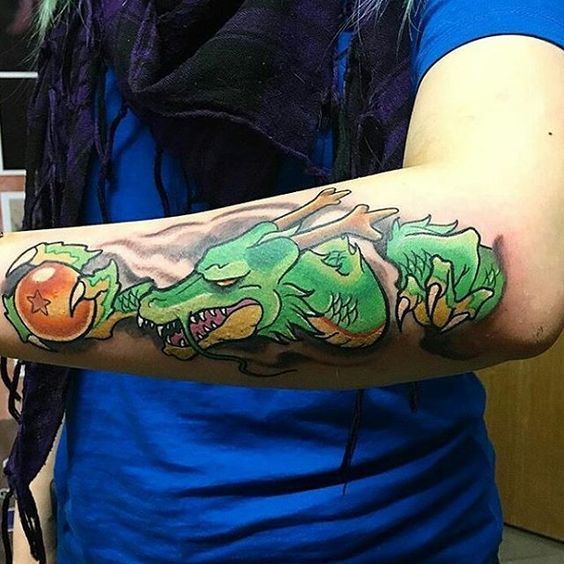 hình xăm đầu rồng thần shenron và viên ngọc rồng số 1