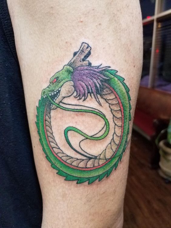 hình xăm rồng shenron cuộn lại thành vòng tròn