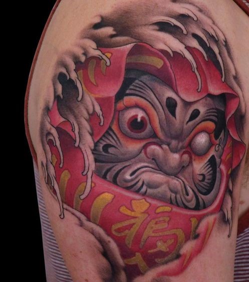 mẫu xăm daruma thể hiện quyết tâm mạnh mẽ