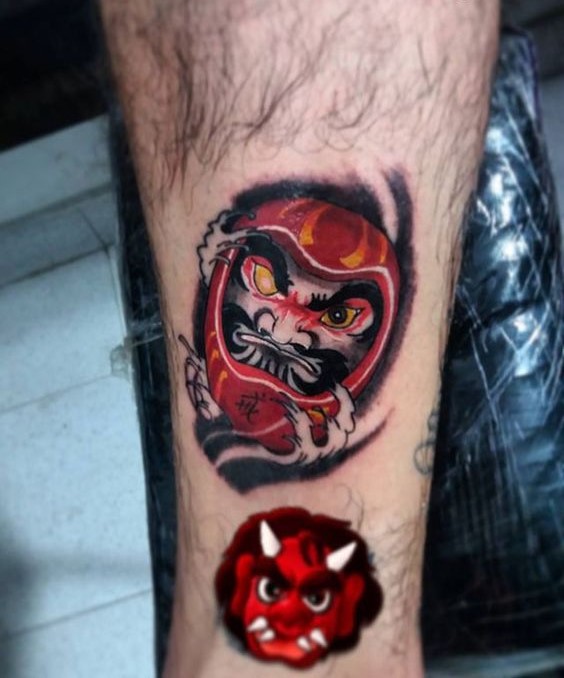 phong cách xăm daruma và mặt quỷ phản diện nhau