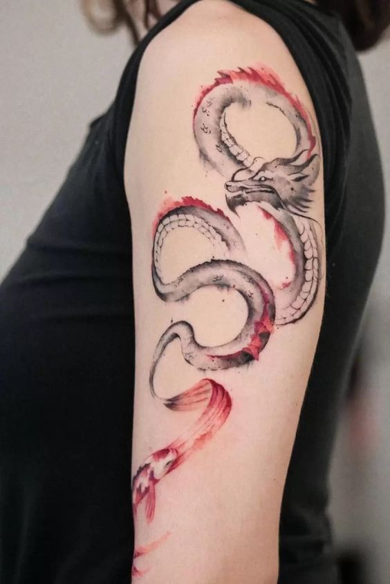 tattoo hình rồng cực đẹp ở bắp tay cho nữa