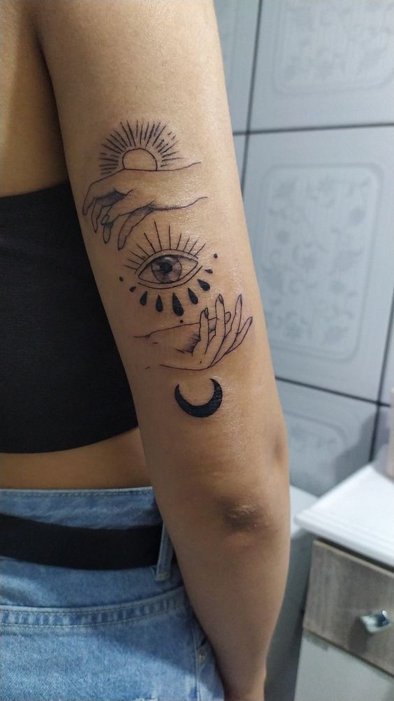 hình xăm con mắt mini kết hợp độc đáo
