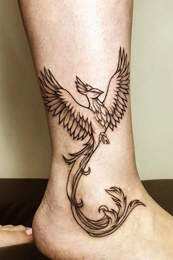 tattoo phượng hoàng lửa mini bay bổng nghệ thuật