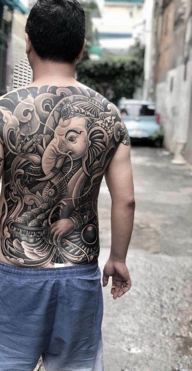 hình xăm con voi họa tiết độc đáo