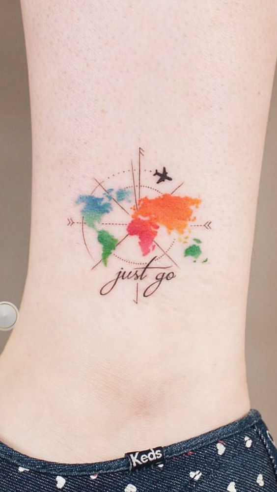 hình xăm la bàn mini kết hợp chữ siêu đẹp