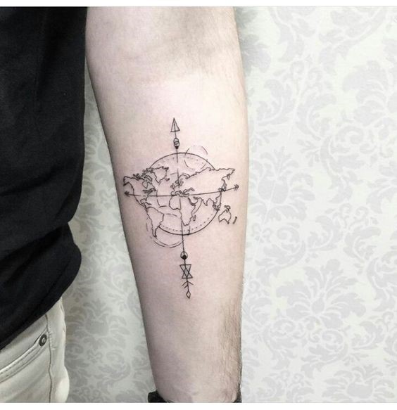 hình xăm la bàn mini ở cánh tay mẫu 15