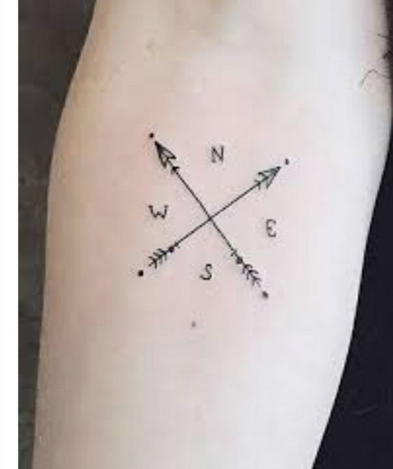 hình xăm la bàn mini siêu tối giản