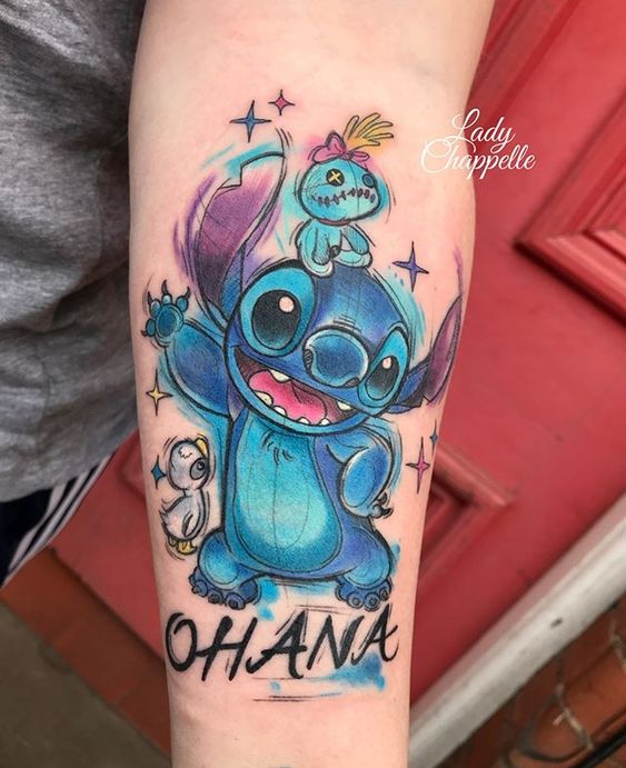 hình xăm nhân vật hoạt hình stitch mini mẫu 10