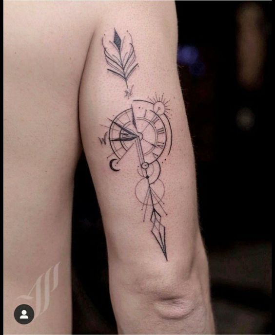 mẫu xăm la bàn mini sáng tạo