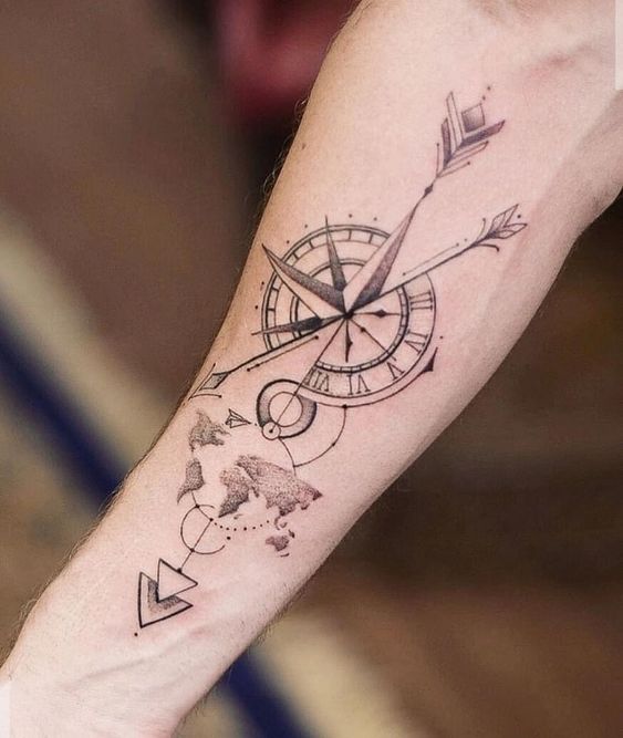 sáng tạo đa dạng với hình xăm la bàn mini