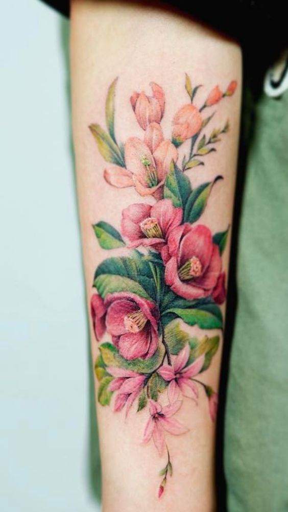 tattoo mini hoa mẫu đơn mềm mại