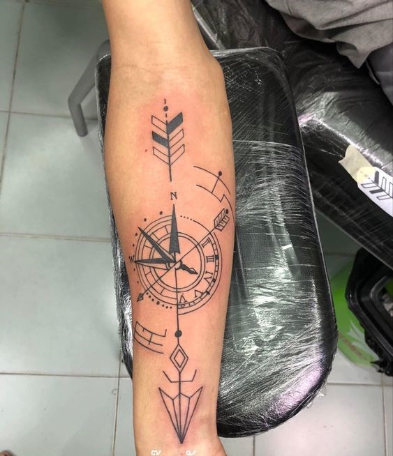 thiết kế nghệ thuật hình xăm la bàn mini