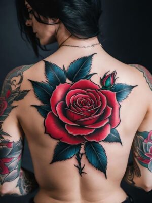 Hình xăm hoa hồng cả người