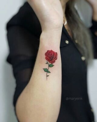 Hình xăm hoa hồng đỏ cực đơn giản