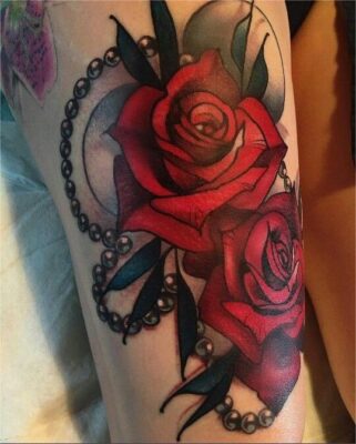 Hình xăm hoa hồng đỏ siêu xinh