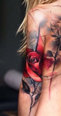 Hình xăm vườn hoa hồng cực ngầu