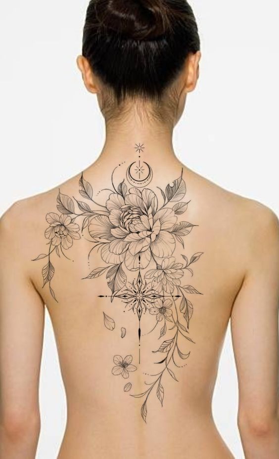 Tattoo hoa sau lưng cực phong cách