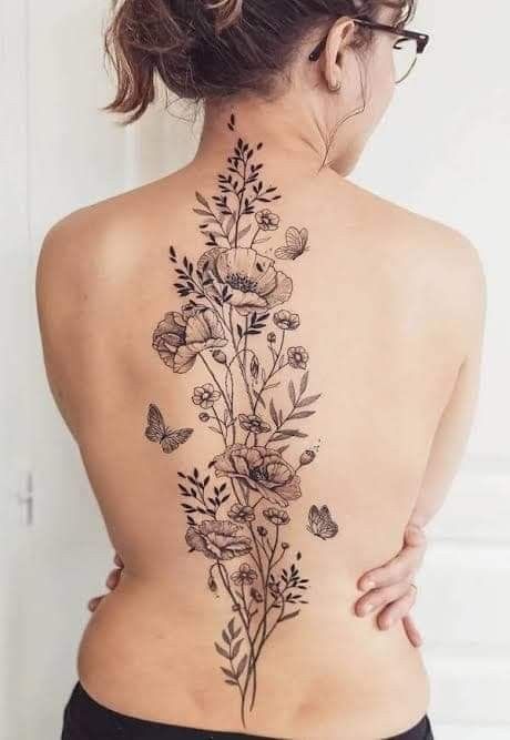 Tattoo hoa sau lưng nghệ thuật