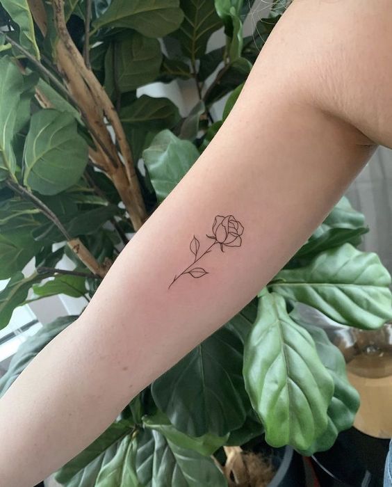 mẫu tattoo cành hồng đẹp cho nữ