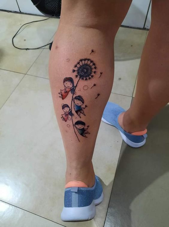 hình tattoo những đứa trẻ con sau bắp chân