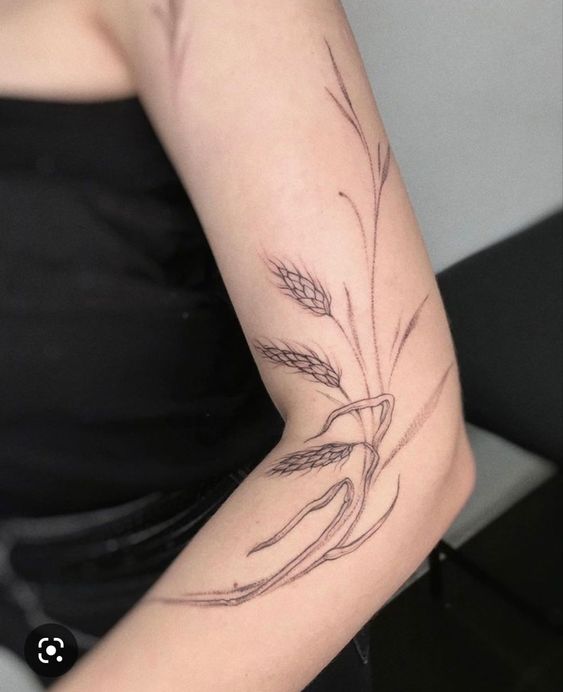 Hình xăm bông lúa đơn giản mà nghệ thuật
