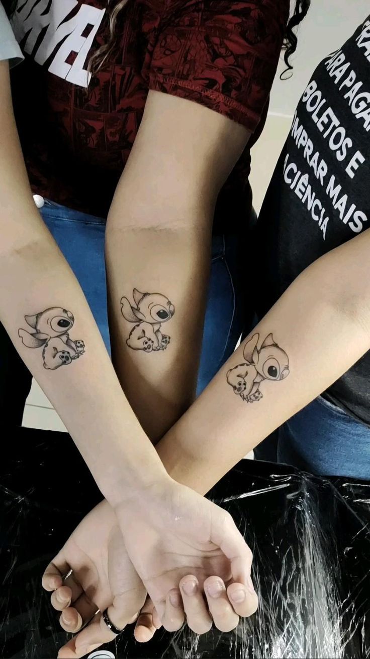 hình xăm cặp với hội bạn thân mini mẫu hoạt hình