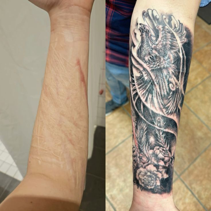 hình xăm che sẹo full cẳng tay