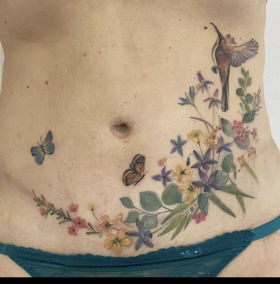 hình xăm che sẹo mổ đẻ cực đẹp