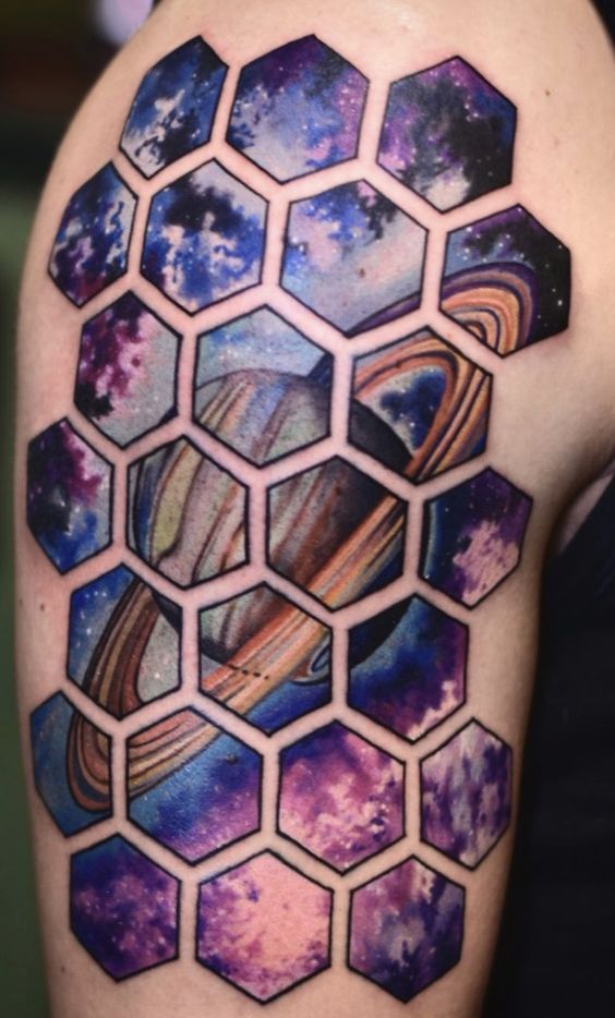 hình xăm dải ngân hà lục giác cực chất lượng