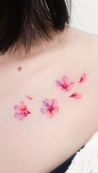hình xăm hoa anh đào mini quyến rũ