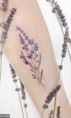 hình xăm hoa lavender cực xinh xẻo