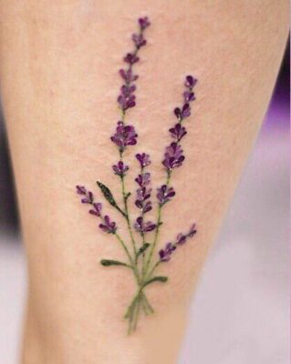 hình xăm hoa lavender nhỏ tinh tế