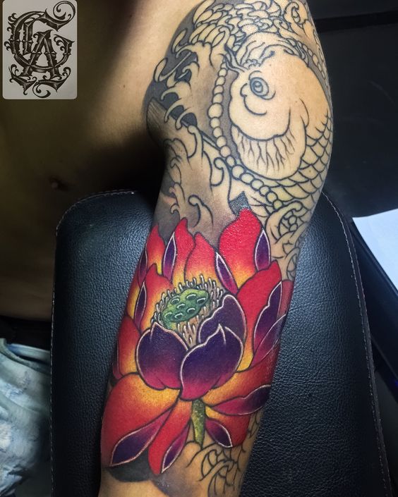 ý tưởng tattoo bông sen đẹp cho nam nổi bật