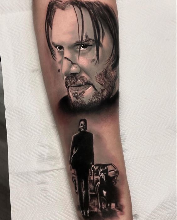 xăm john wick và chú chó cực ngầu