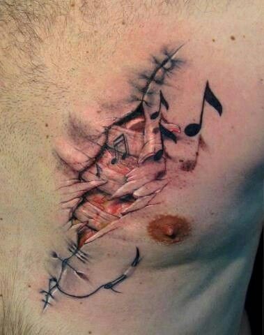 hình xăm mổ sẹo ở ngực cho nam