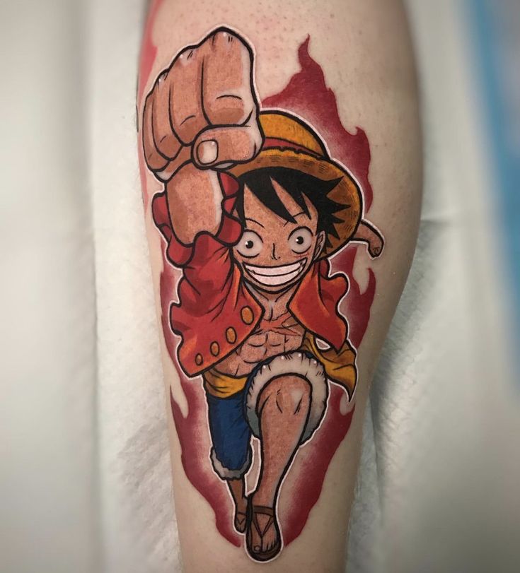 thiết kế xăm nhân vật one piece có màu