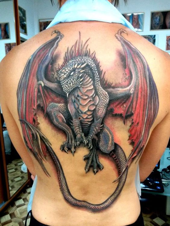 kiểu tattoo full lưng mẫu con rồng nghệ thuật