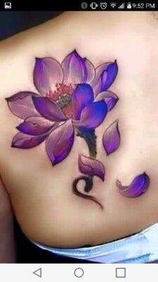 mẫu hình xăm hoa sen màu tím cực lạ mắt