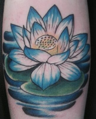 mẫu hình xăm hoa sen phối màu siêu cuốn hút