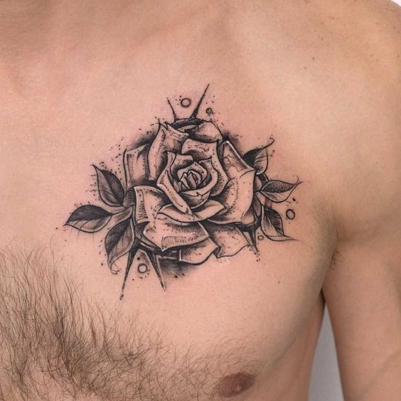 mẫu tattoo bông hồng cho khách nam