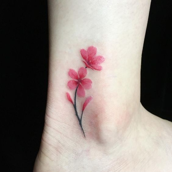 mẫu tattoo cành hoa xinh xắn