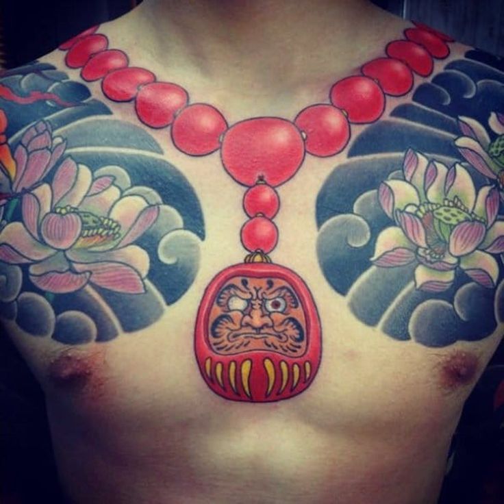 mẫu tattoo chuỗi hạt tượng daruma sáng tạo