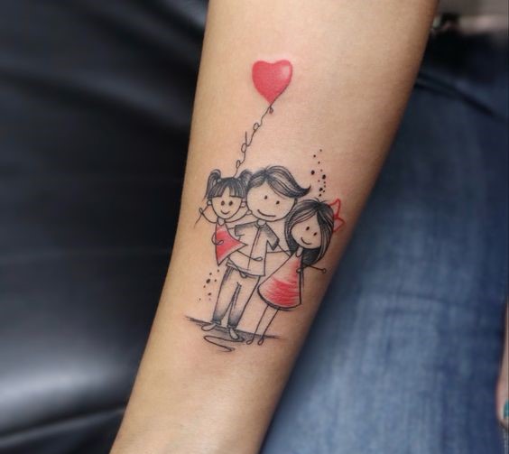 mẫu tattoo gia đình hạnh phúc bên nhau