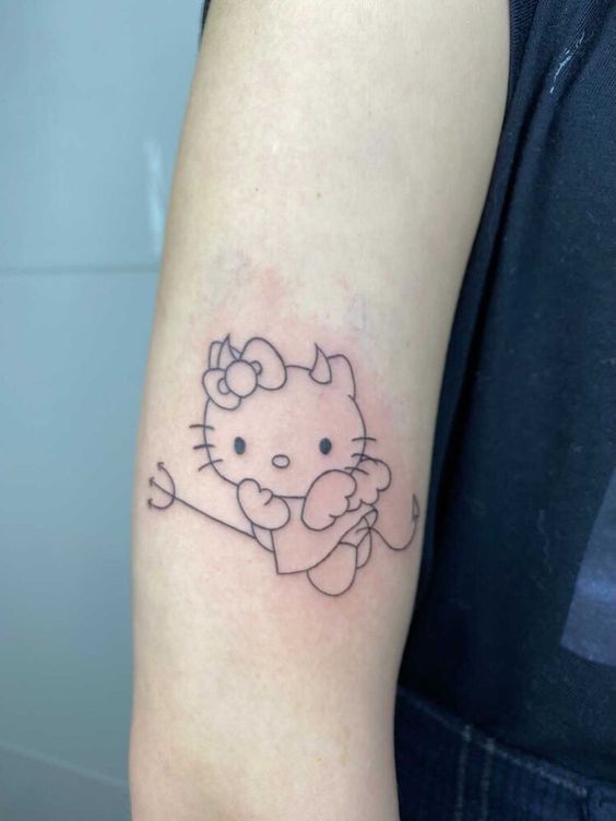 mẫu tattoo hello kitty ác qủy