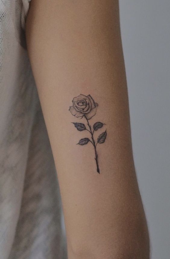 mẫu tattoo cành hồng đẹp và đơn giản