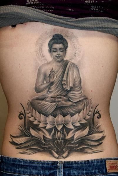 mẫu tattoo tượng Phật ngồi trên đài sen