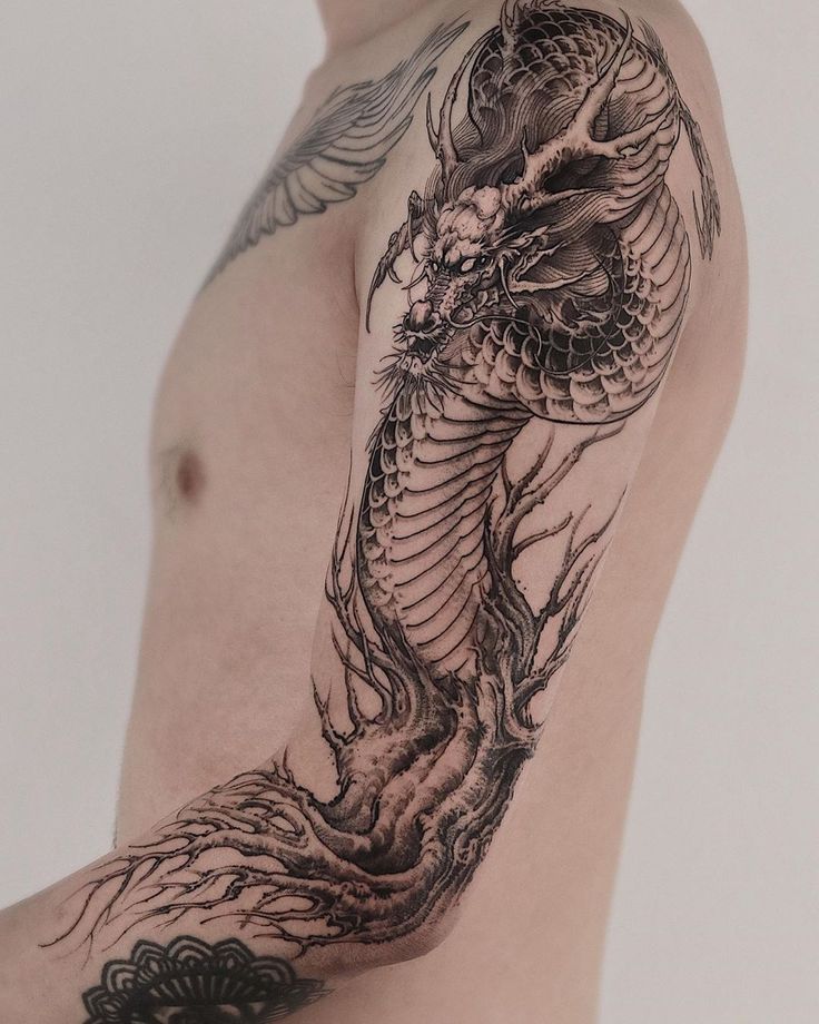 tatto full cánh tay thần rồng